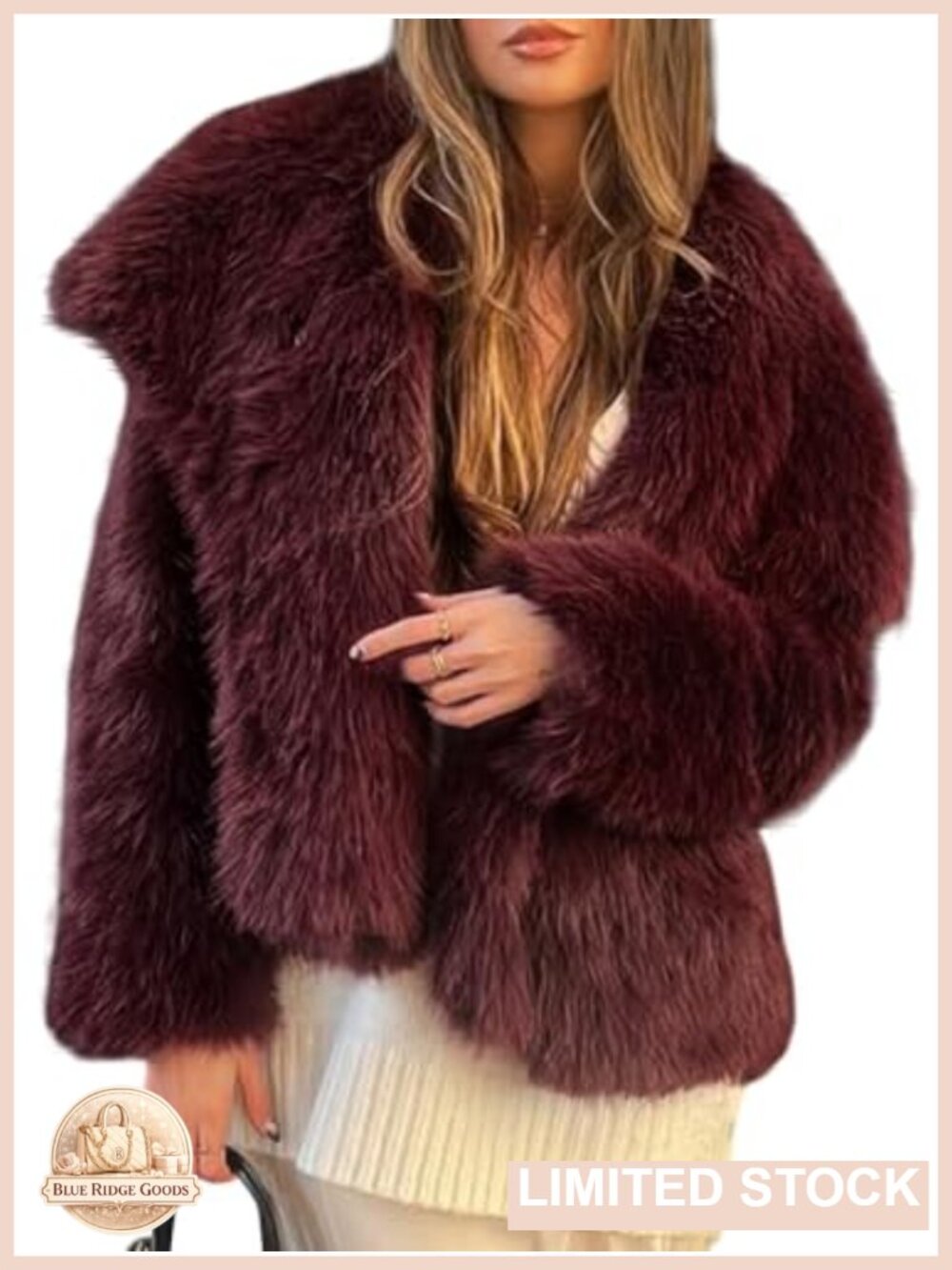 Faux Fur Coat Fluffy Short Jacket with Lapel Shaggy Winter Parka Warm Furry Coat